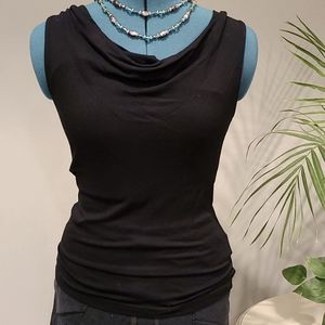 Black Cowl Neck Sleeveless Shirt / Size XS